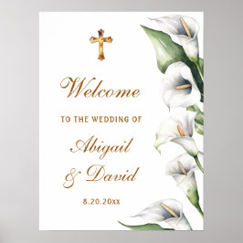 Póster Bienvenida Religiosa Boda Lirios de Calla