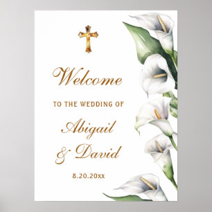 Póster Bienvenida Religiosa Boda Lirios de Calla