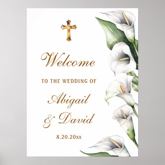 Póster Bienvenida Religiosa Boda Lirios de Calla (Frente)