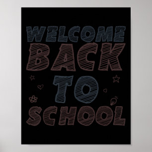 Póster Bienvenida Retro De Nuevo Al Diseño Escolar Para P