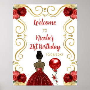 Póster Bienvenida Roja a Princesa de Piel Oscura de Cumpl