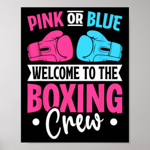 Póster Bienvenida Rosa O Azul Al Equipo De Boxeo Recién N