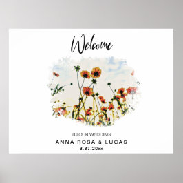 Póster *~* BIENVENIDA Rótulo Boda con amapola Floral AR9