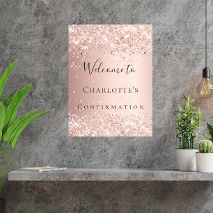 Póster Bienvenida rubor oro rosa de confirmación