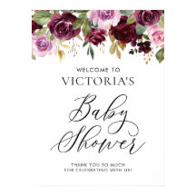 Bienvenida Rustic Purple Autumn Floral en Baby Sho