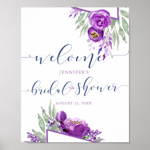 Póster Bienvenida rústica de lavanda morada para la ducha
