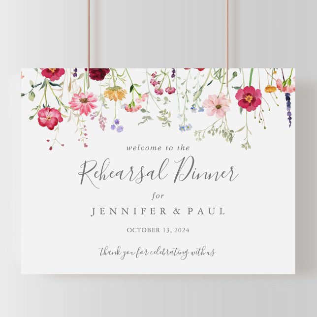 Póster Bienvenida sencilla a la cena de ensayo de flores  (Subido por el creador)