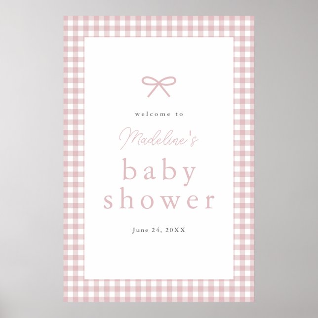 Póster Bienvenida Sencilla de Shower de Bebé en Cuadros R (Frente)