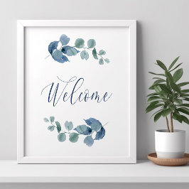 Póster Bienvenida Simple Foliage de Eucalipto Polvoriento