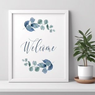 Póster Bienvenida Simple Foliage de Eucalipto Polvoriento