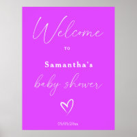 Bienvenida simple minimalista de Baby Shower púrpu