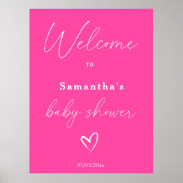 Póster Bienvenida simple y minimalista de Baby Shower ros
