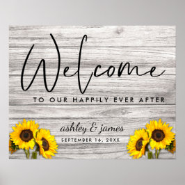 Póster Bienvenida Soleada Rústica de Boda con Textura de