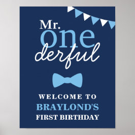 Póster Bienvenida Sr Onederful Azul