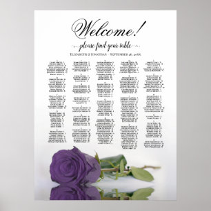 Póster ¡Bienvenida! Tabla de asientos alfabéticos Rosas A