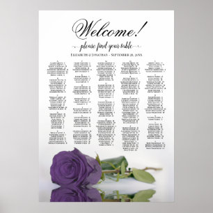 Póster ¡Bienvenida! Tabla de asientos alfabéticos Rosas A