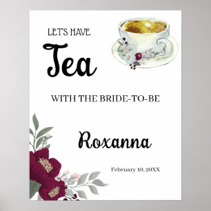 Póster Bienvenida Té Despedida de Soltera Floral Signo Ma