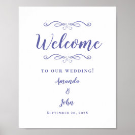 Póster Bienvenidas Bodas Caligrafía Elegante Periwinkle