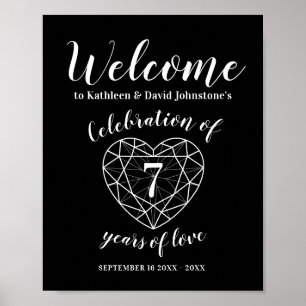 Póster Bienvenido 7 años de amor 7 aniversario corazón