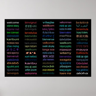 Póster Bienvenido 80 Idiomas Poster - 5 tamaños /Negro