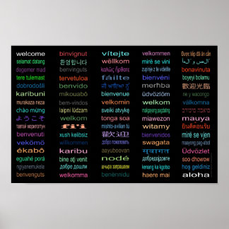 Póster Bienvenido 80 Idiomas Poster Negro