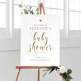 Póster Bienvenido a Baby Shower Gold Bold Script