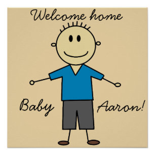 Póster Bienvenido a Casa Nuevo Nombre de Niño Bebé Figura