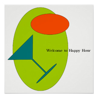Póster Bienvenido a Happy Hour