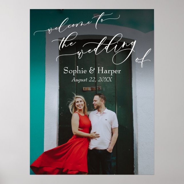 Póster Bienvenido a La Boda de Letrero de Foto (Frente)