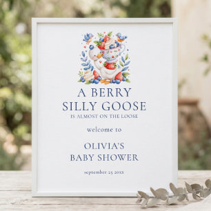 Póster Bienvenido a la Fiesta de Bebé Berry Silly Goose B