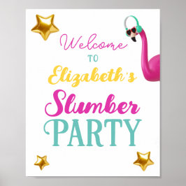 Póster Bienvenido a la fiesta de cumpleaños de SLEEPOVER