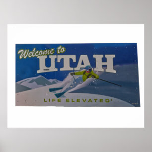 Póster Bienvenido a la postal de utah