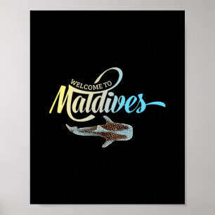 Póster Bienvenido a las Maldivas Vacaciones Tiburón Balle