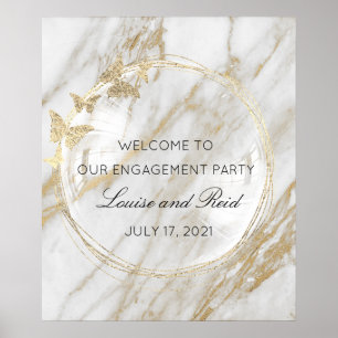 Póster Bienvenido a Marco Dorado de Compromiso de Boda