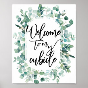 Póster Bienvenido a mi escritorio de oficina en cubículo 