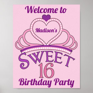 Póster Bienvenido a mi fiesta de cumpleaños número 16 per