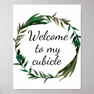 Póster Bienvenido a mi trabajo de oficina de Cubicle Rótu