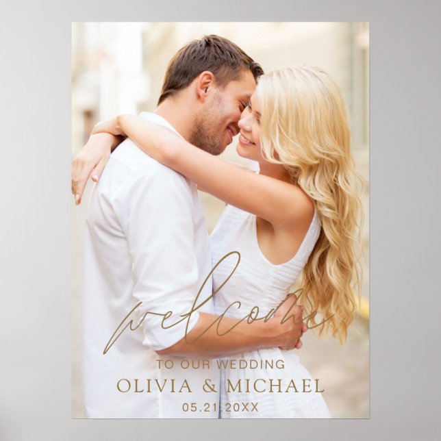 Póster Bienvenido a nuestra boda elegante F (Frente)