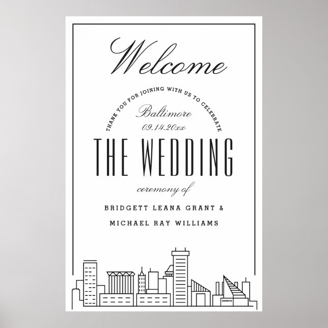 Póster ¡Bienvenido a nuestro Boda Baltimore! (Frente)