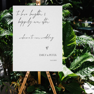 Póster Bienvenido A Nuestro Boda Elegante Guión Minimalis