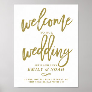 Póster Bienvenido a nuestro Boda por las cartas rusticas 