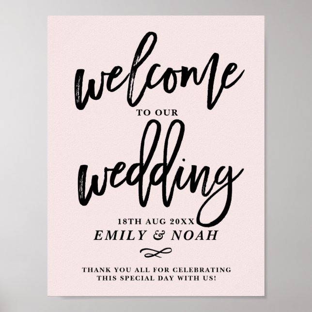 Póster Bienvenido a nuestro Boda por las letras rusas de  (Frente)