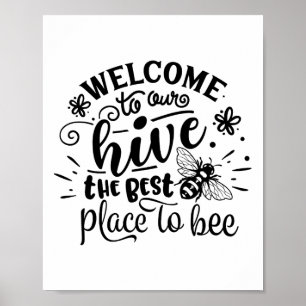 Póster Bienvenido a Nuestro Colmenar Abeja Divertida Prim