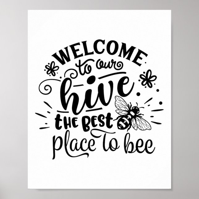 Póster Bienvenido a Nuestro Colmenar Abeja Divertida Prim (Frente)
