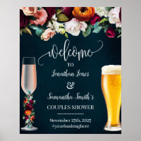 Bienvenido a Rose & Brews Wine Navy Wedding Sign