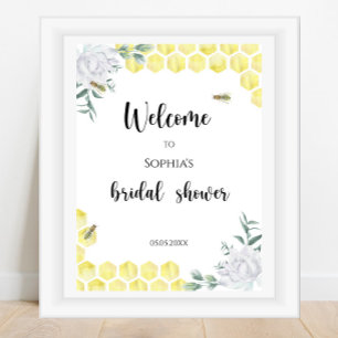 Póster Bienvenido - Abeja floral - Despedida de soltera