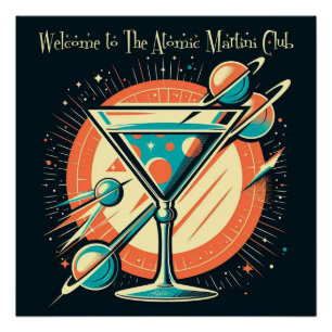 Póster Bienvenido al Atomic Martini Club Space Age