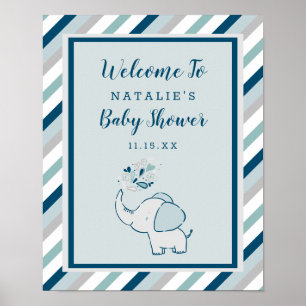 Póster Bienvenido al Baby Shower "Cute Elephant" de la Ma