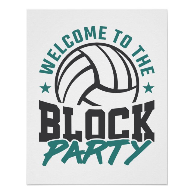 Póster Bienvenido al bloque central de voleibol Fiesta (Anverso)