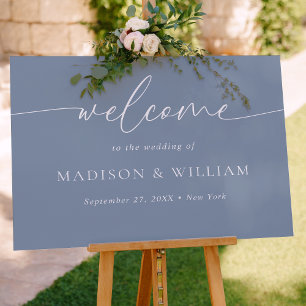 Póster Bienvenido al Boda azul turbulento con guión mínim